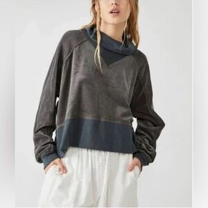 Free People Movement Cowl Neck High Low Last Chance Pullover Sweatshirt Gray XS